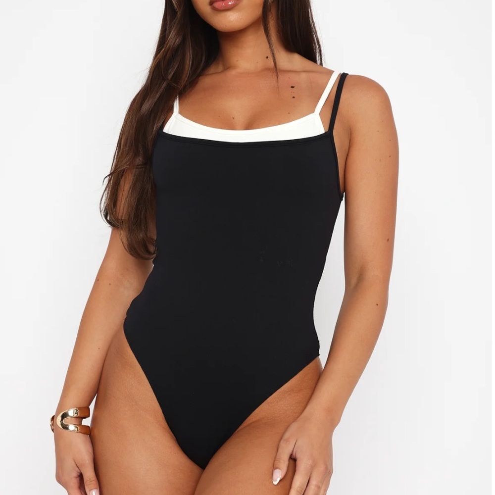 NWT White Fox Double Strap Bodysuit